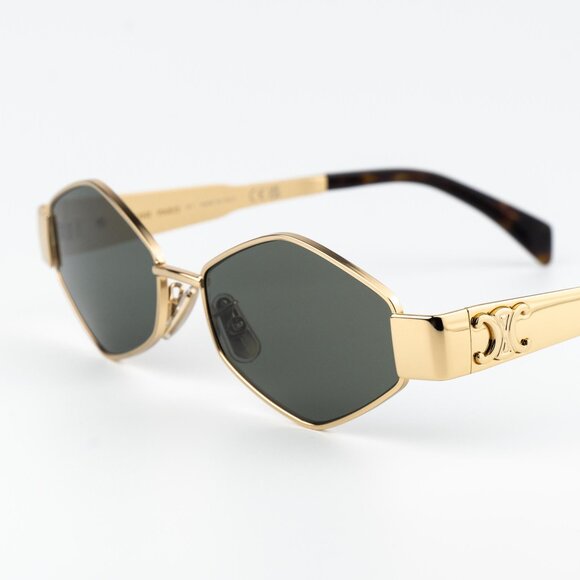 Celine TRIOMPHE Men Sunglasses Gold Green CL40254U 30N NEW AUTHENTIC - Picture 5 of 14